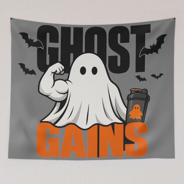 Item preview, Ghost Gains Halloween Fitness Design designed and sold by MOCH- ART.
