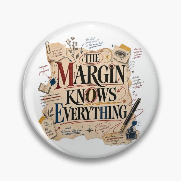 Item preview, The Margin Knows Everything – Poetcore Writer & Literary Typography designed and sold by Golden Era Studio.