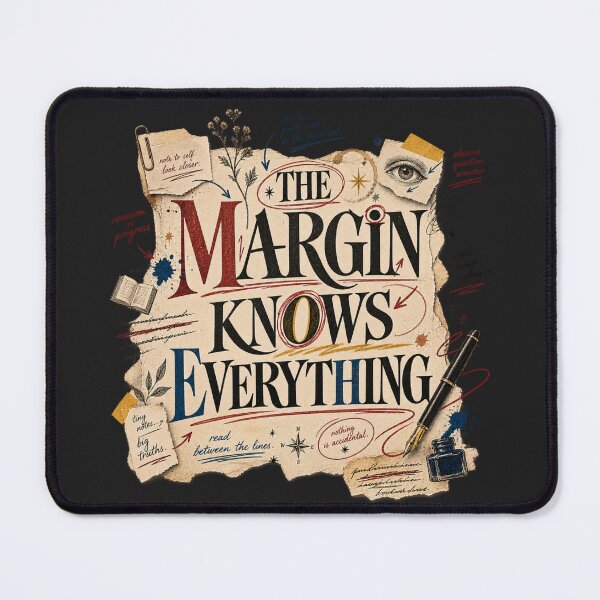 Item preview, The Margin Knows Everything – Poetcore Writer & Literary Typography designed and sold by Golden Era Studio.