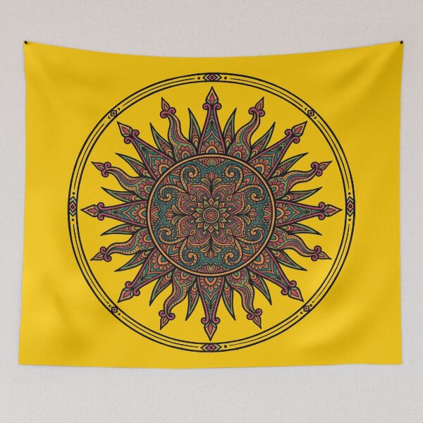 Item preview, Solaris Invictus - Psychedelic Sun Mandala Boho Celestial Art designed and sold by FreiherrPK.