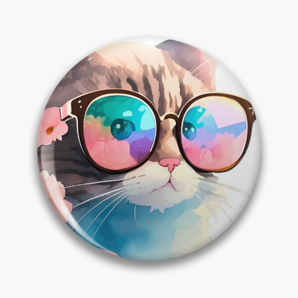 Item preview, Floral Watercolor Cat with Sunglasses designed and sold by L&L.