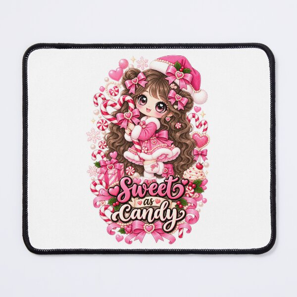 Item preview, Sweet As Candy Coquette Christmas Girl – Pink Candy Cane Kawaii Chibi Gift designed and sold by SaNaCreation13.