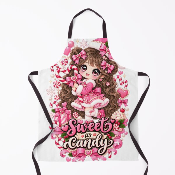 Item preview, Sweet As Candy Coquette Christmas Girl – Pink Candy Cane Kawaii Chibi Gift designed and sold by SaNaCreation13.