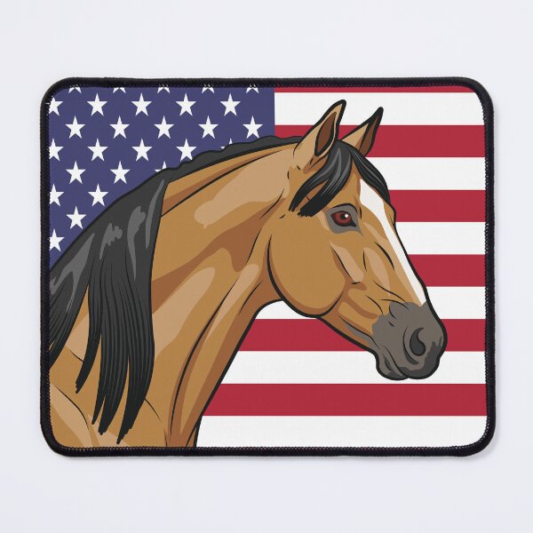 Item preview, The head of a horse and the flag of the United States designed and sold by Cheval-de-coeur.