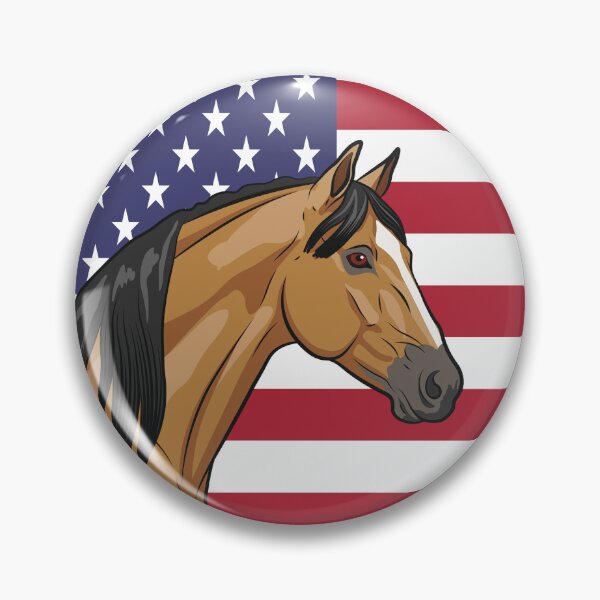 Item preview, The head of a horse and the flag of the United States designed and sold by Cheval-de-coeur.