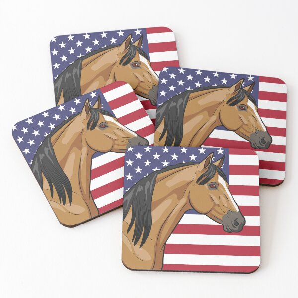 Item preview, The head of a horse and the flag of the United States designed and sold by Cheval-de-coeur.