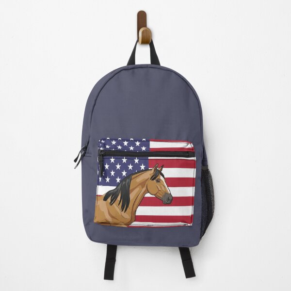 Item preview, The head of a horse and the flag of the United States designed and sold by Cheval-de-coeur.