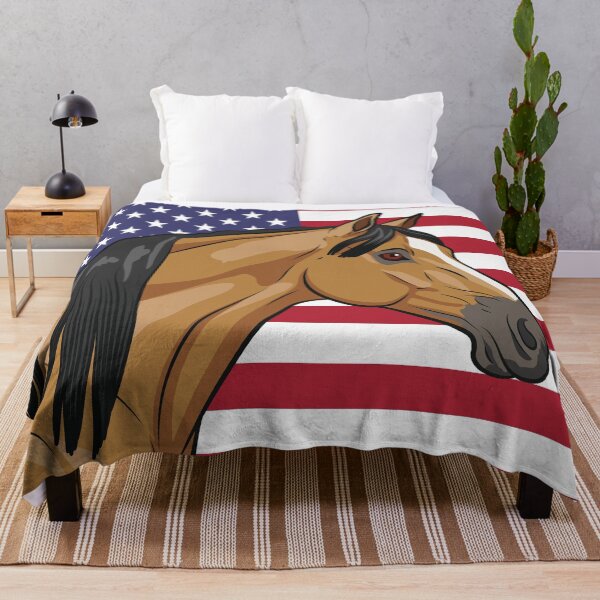Item preview, The head of a horse and the flag of the United States designed and sold by Cheval-de-coeur.