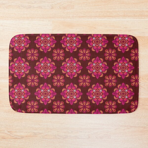 Item preview, Boho Floral Mandala Pattern – Pink Magenta & Orange Ornamental Design designed and sold by Mousy17.