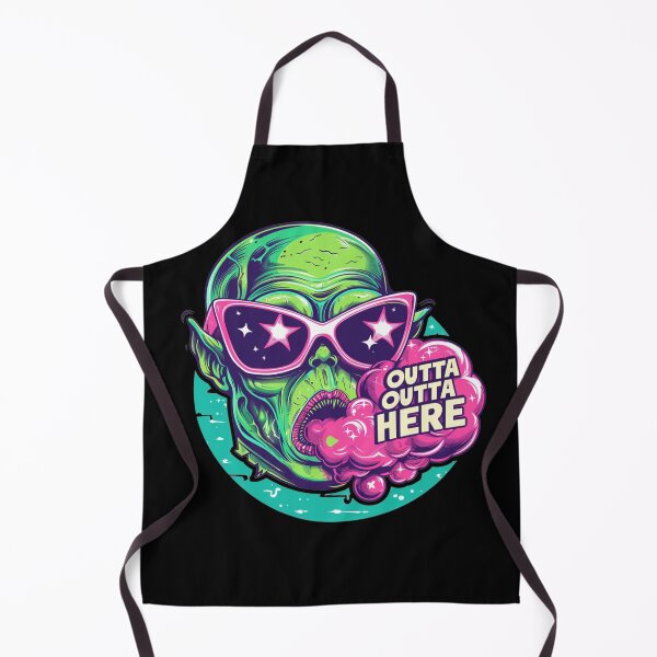Item preview, Neon Alien With Sunglasses and Bubblegum Speech Bubble Saying Outta Outta Here in Retro Pop Art Style designed and sold by KanDa-Shop.