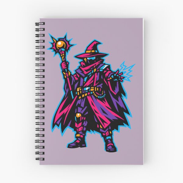 Item preview, Neon Wizard with Lightning – Masked Warlock with Orb Staff designed and sold by KungPowUnicorn.