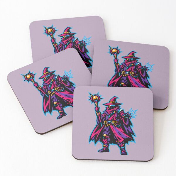 Item preview, Neon Wizard with Lightning – Masked Warlock with Orb Staff designed and sold by KungPowUnicorn.