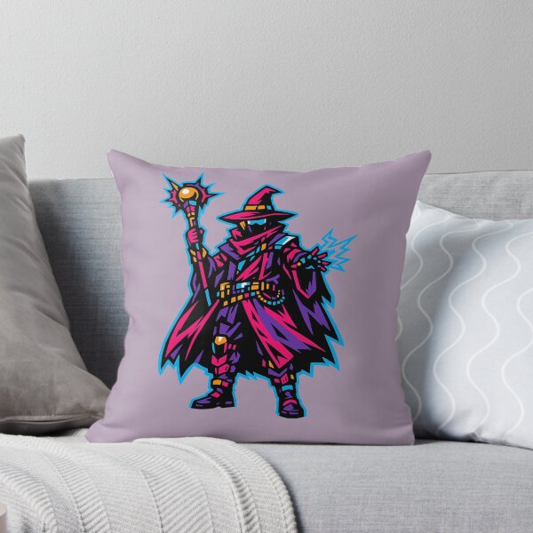 Item preview, Neon Wizard with Lightning – Masked Warlock with Orb Staff designed and sold by KungPowUnicorn.