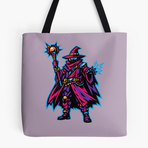 Item preview, Neon Wizard with Lightning – Masked Warlock with Orb Staff designed and sold by KungPowUnicorn.