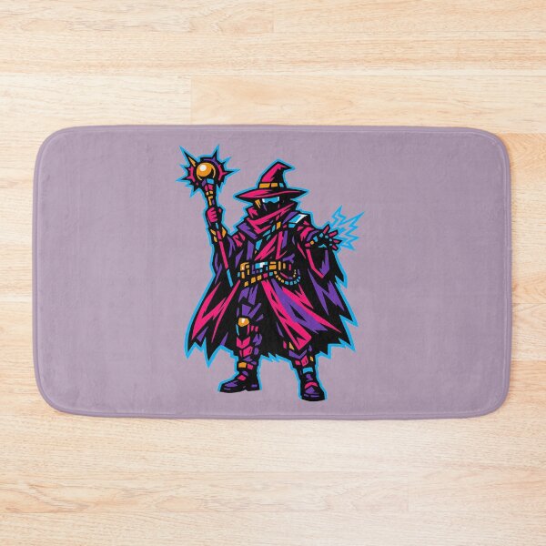 Item preview, Neon Wizard with Lightning – Masked Warlock with Orb Staff designed and sold by KungPowUnicorn.