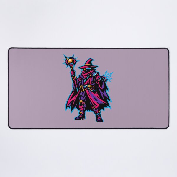Item preview, Neon Wizard with Lightning – Masked Warlock with Orb Staff designed and sold by KungPowUnicorn.