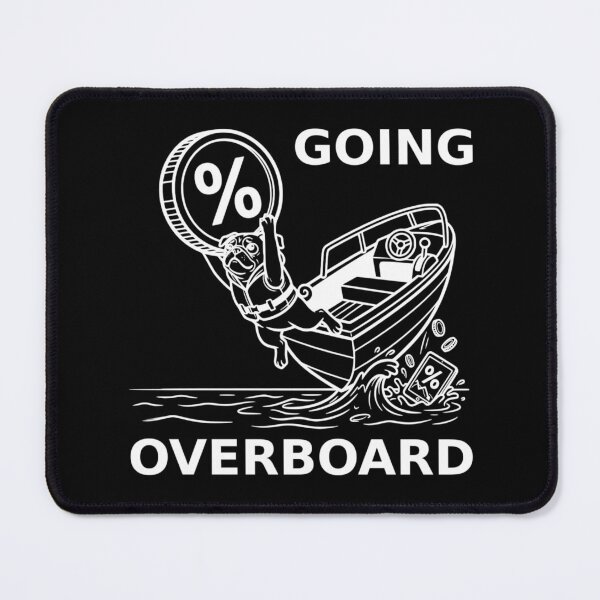 Item preview, Going Overboard Crypto Dip Pug White Outline Stock Market Meme designed and sold by The Bold Line Studio.