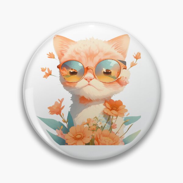 Item preview, Cute Orange Floral Cat with Sunglasses designed and sold by L&L.