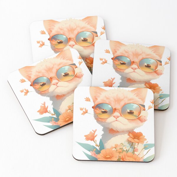 Item preview, Cute Orange Floral Cat with Sunglasses designed and sold by L&L.