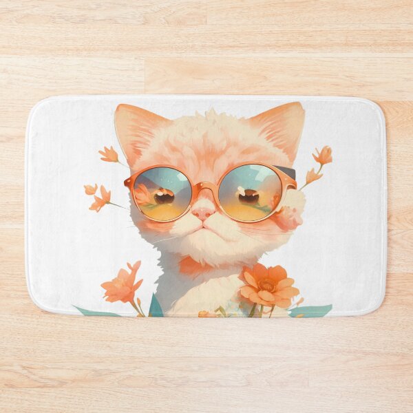 Item preview, Cute Orange Floral Cat with Sunglasses designed and sold by L&L.