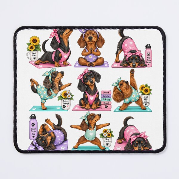 Item preview, Dachshund and Yoga designed and sold by doddle&bloom.