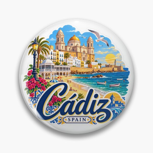 Item preview, Cádiz Spain – Atlantic Coast, Cathedral & Vintage Travel Art designed and sold by ChicClicker.