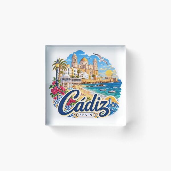 Item preview, Cádiz Spain – Atlantic Coast, Cathedral & Vintage Travel Art designed and sold by ChicClicker.