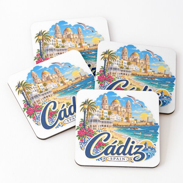 Item preview, Cádiz Spain – Atlantic Coast, Cathedral & Vintage Travel Art designed and sold by ChicClicker.
