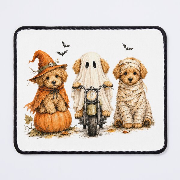 Item preview, Three Cute Puppies Halloween Witch Ghost On Motorcycle And Mummy designed and sold by DYALEEZ-XCR.