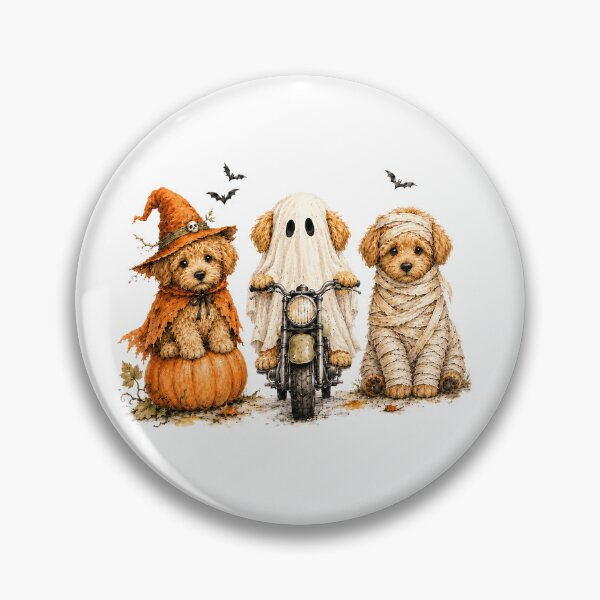 Item preview, Three Cute Puppies Halloween Witch Ghost On Motorcycle And Mummy designed and sold by DYALEEZ-XCR.