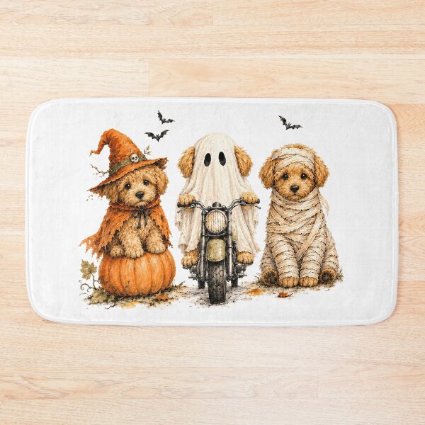 Item preview, Three Cute Puppies Halloween Witch Ghost On Motorcycle And Mummy designed and sold by DYALEEZ-XCR.