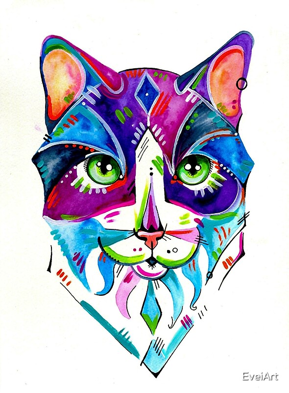 "Abstract Cat" by EveiArt Redbubble