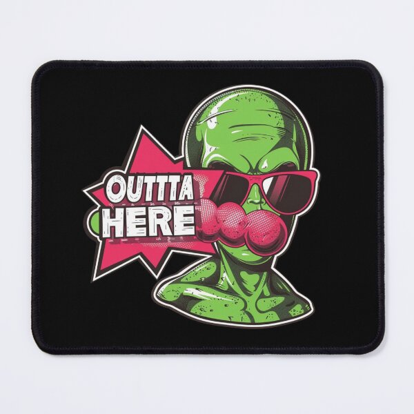 Item preview, Outta Here Alien Sticker With Sunglasses And Pink Bubble Pop Art Retro Comic Graphic designed and sold by KanDa-Shop.