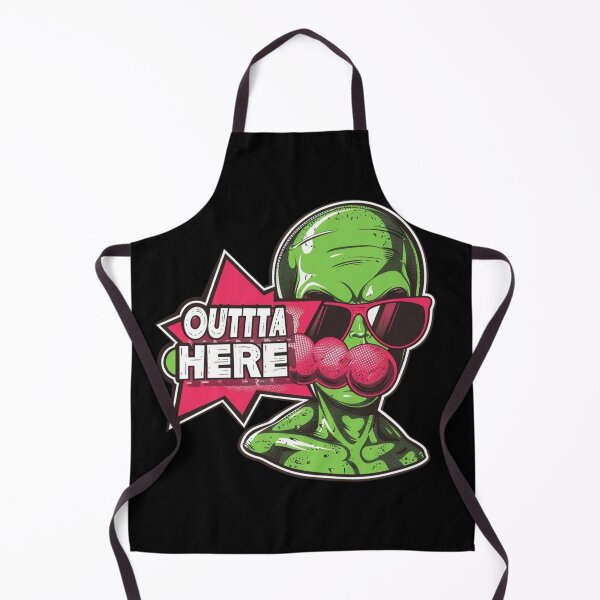 Item preview, Outta Here Alien Sticker With Sunglasses And Pink Bubble Pop Art Retro Comic Graphic designed and sold by KanDa-Shop.