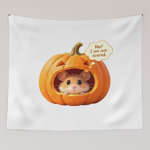 Item preview, Brave Little Mouse in Pumpkin — "No! I am not scared." Halloween designed and sold by Bondingbonding.