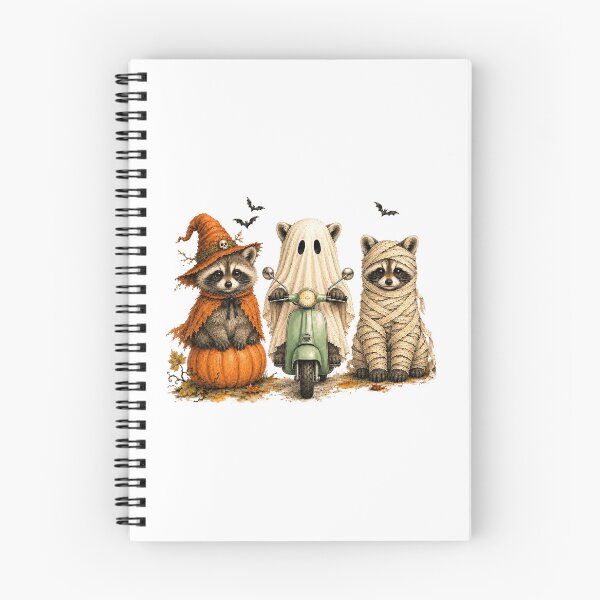 Item preview, Three Cute Raccoons Halloween Ghost Scooter Witch Mummy Graphic designed and sold by DYALEEZ-XCR.
