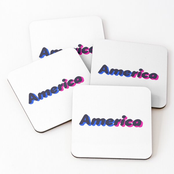 Item preview, Retro 3D America Typography With Neon Blue and Pink Gradient Text on Black Background designed and sold by KanDa-Shop.