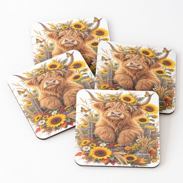 Item preview, Sunflower Highland Cow Autumn Harvest designed and sold by ASWIN STUDIO.