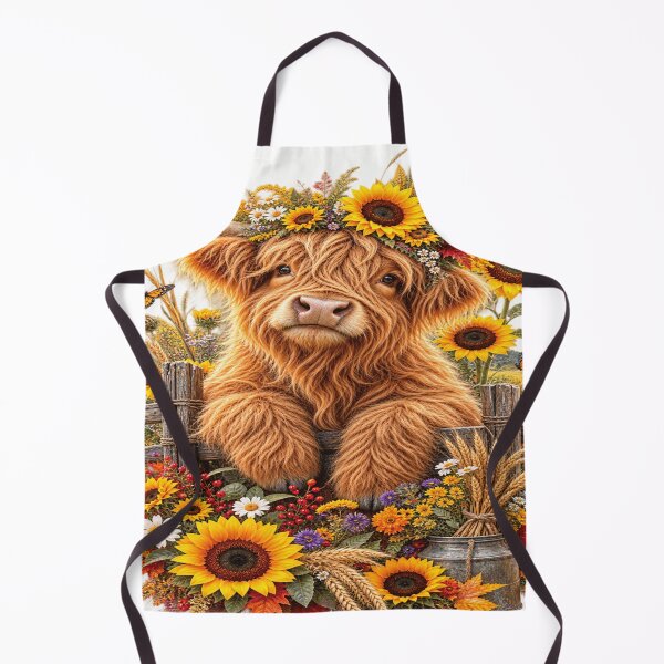 Artikelvorschau, Sonnenblumen, Hochlandrind, Herbsternte entworfen und verkauft von ASWIN STUDIO.