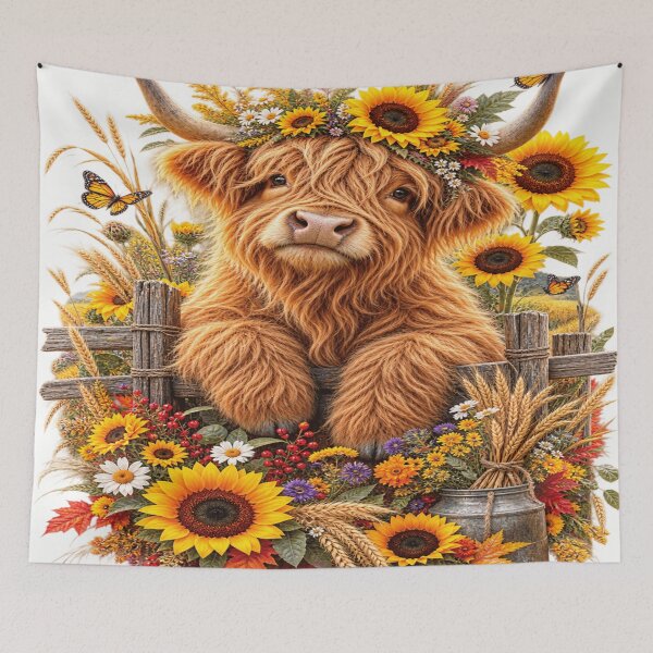 Item preview, Sunflower Highland Cow Autumn Harvest designed and sold by ASWIN STUDIO.