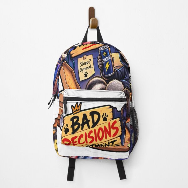 Item preview, Bad Decisions Department – Funny Raccoon Sticker designed and sold by Genzfirevibes.