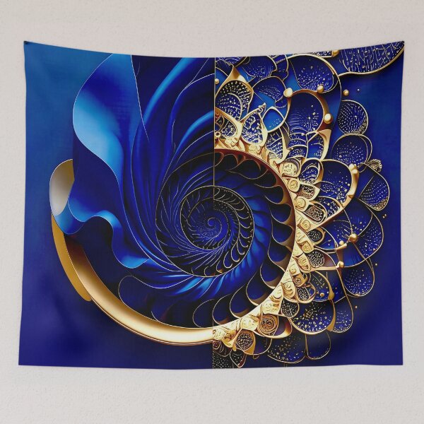 Item preview, Intricate Duality of Royal Navy Velvet and Gold Filigree designed and sold by Vicky Brago-Mitchell®.
