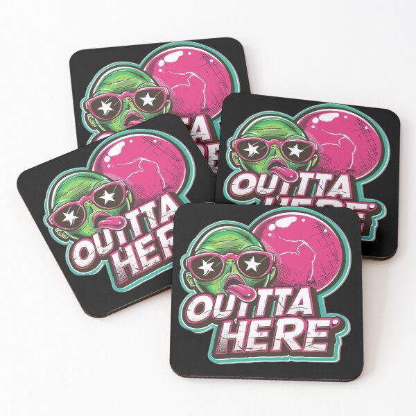 Item preview, Outta Here Alien Sticker With Sunglasses Popping Bubble Gum — Retro Neon Pop Art Design designed and sold by KanDa-Shop.