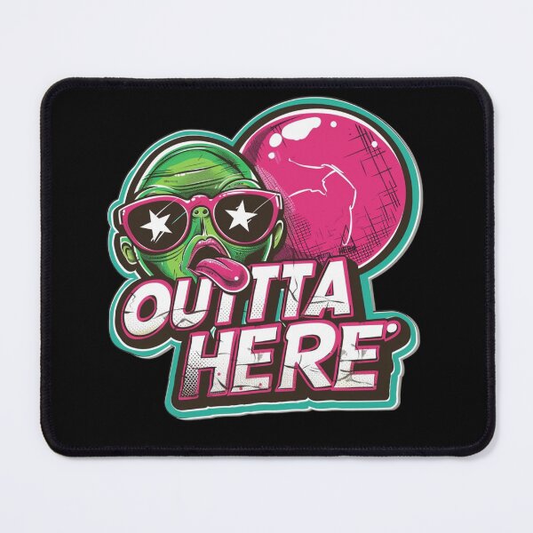 Item preview, Outta Here Alien Sticker With Sunglasses Popping Bubble Gum — Retro Neon Pop Art Design designed and sold by KanDa-Shop.