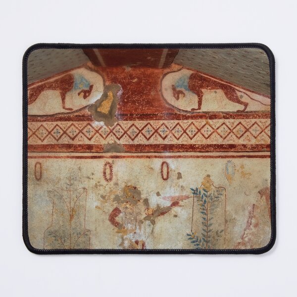 Item preview, Lions with blue manes in ancient Etruscan tomb designed and sold by TerryKerrImages.