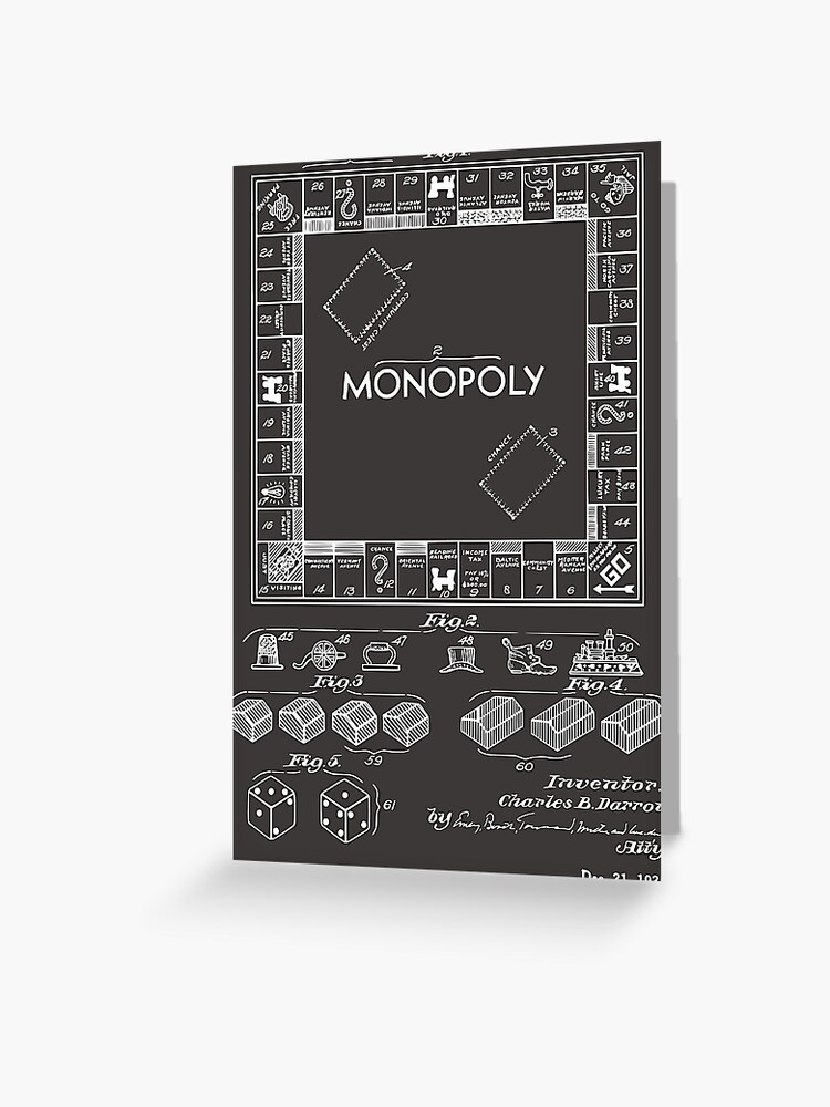Monopoly Board Game Original Patent Print 1935 Greeting Card for Sale by  MadebyDesign