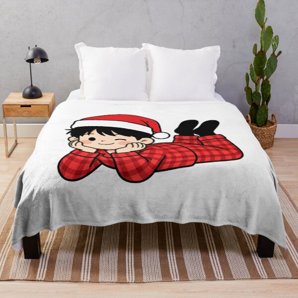Item preview, Cute Christmas Chibi Boy in Red Checkered Pajama & Santa Hat designed and sold by Bondingbonding.