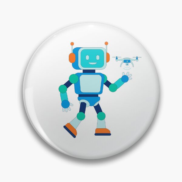 Item preview, Cute Friendly Robot with Flying Drone Nursery Vector Sticker designed and sold by ElenMart.