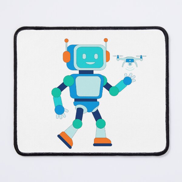Item preview, Cute Friendly Robot with Flying Drone Nursery Vector Sticker designed and sold by ElenMart.