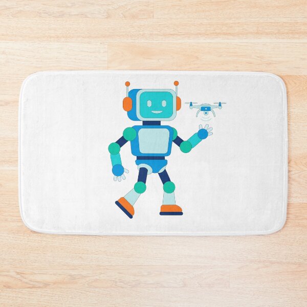 Item preview, Cute Friendly Robot with Flying Drone Nursery Vector Sticker designed and sold by ElenMart.